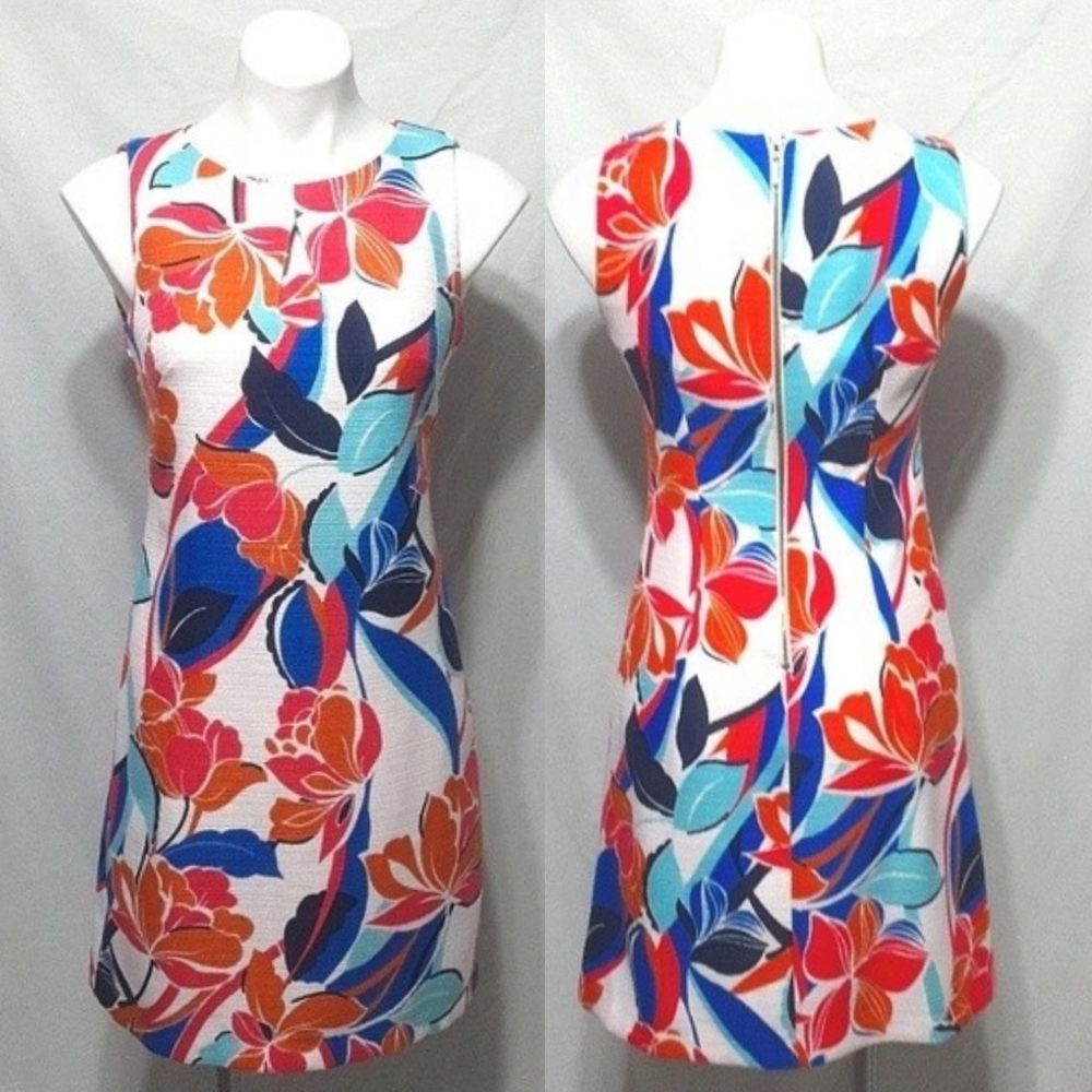 RN Studio Vibrant Floral Sheath Dress Small Sleeveless Garden Party Lunch Date - Picture 2 of 5